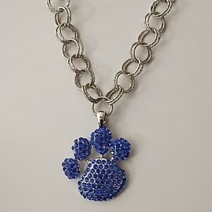 Blue Paw Pendant Necklace